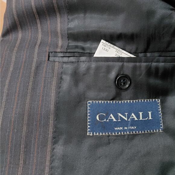Canali Mens Sport Coat EU50 40R Wool Charcoal Gray Pinstripe Blazer Jacket Italy - Picture 8 of 11